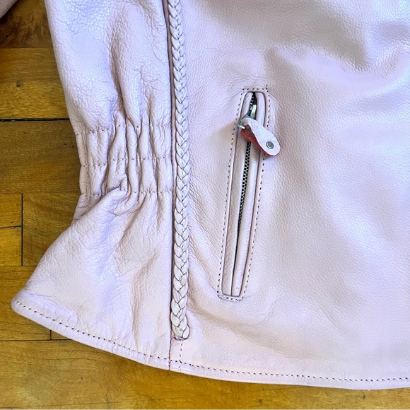 SCREAMING EAGLE Pink Leather Cinched Waist Jacket - Removable Liner - XL - Picture 4 of 12